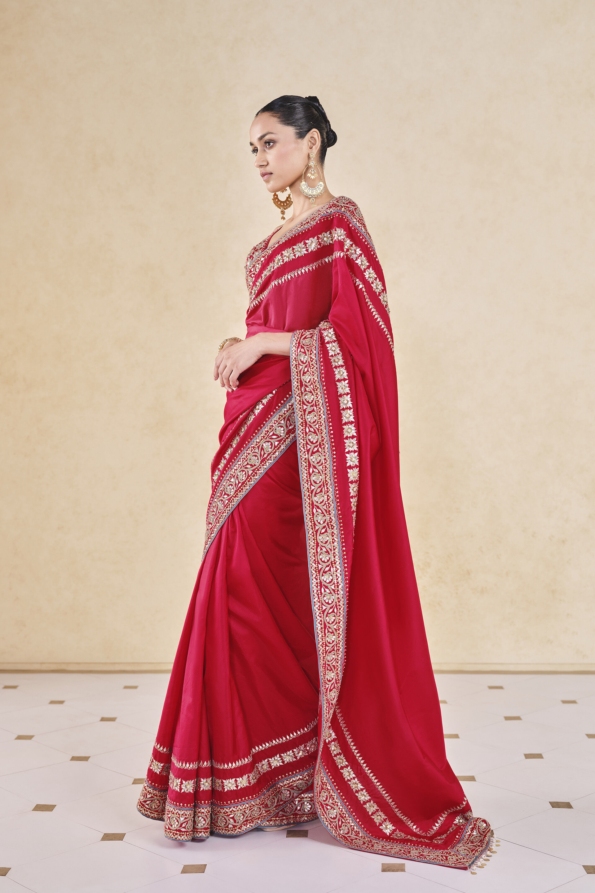 Ilham Gota Patti Silk Saree - Red, Red, image 3